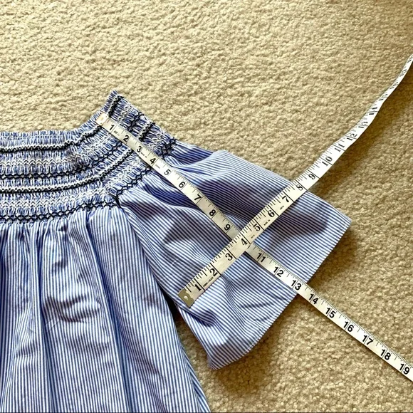PARKER Smocked Pinstripe Off The Shoulder Top—SZ S - Picture 12 of 13